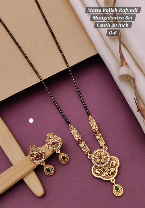 Matte polish rajvadi mangalsutra set lenth 20 inch O 6 Surat imitation jwellery market
